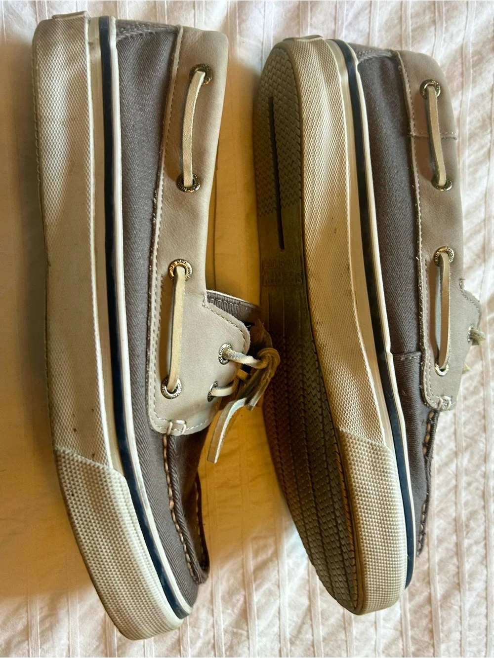 Sperry Men’s  Gray Canvas Two-Tone Boat Shoes